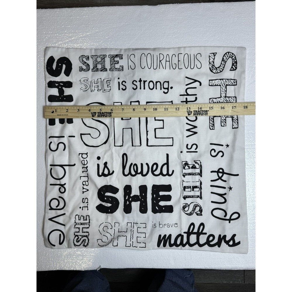 She Is Loved Pillow Case‎ White With Affirmations - Picture 4 of 7